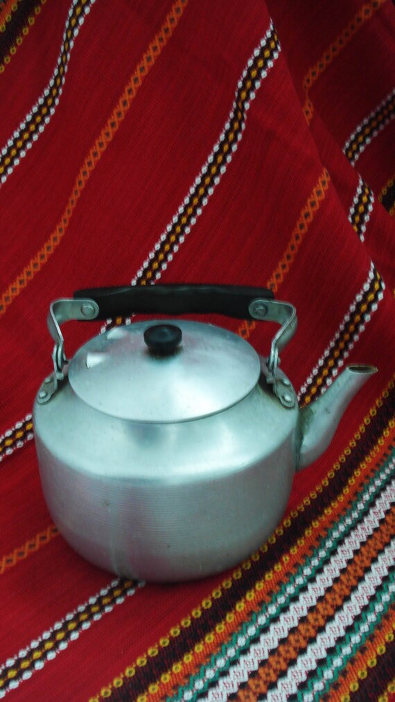 Vintage Aluminium Kettlerustic Kitchen Kettleold Metal Etsy