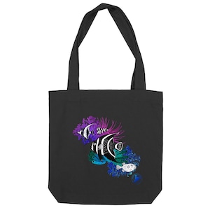 Heavy totebag - Corals - organic, unisex, Protect What Keeps You Alive - 80percent recycled cotton 20percent recycled polyester