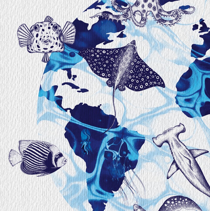 Limited Edition Fine Art Print World Oceans Day Design image 3