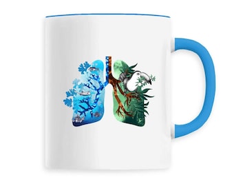 Mug - breath of life - blue / green lung - ceramic mug - 330ml