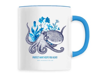 Mug - coconut octopus - ceramic mug - 330ml
