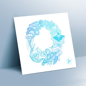 Impresión de Bellas Artes - LETRA O - Planeta Océano, impresión ilustrada, impresión de arte, firmada, arte oceánico, original