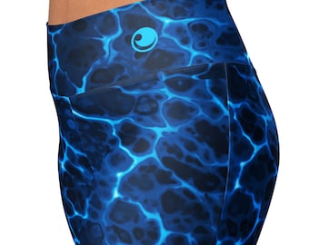 Flare leggings - Recycled - Liquid Shine,  All-Over Print, Ocean waves, liquid art, fluid art