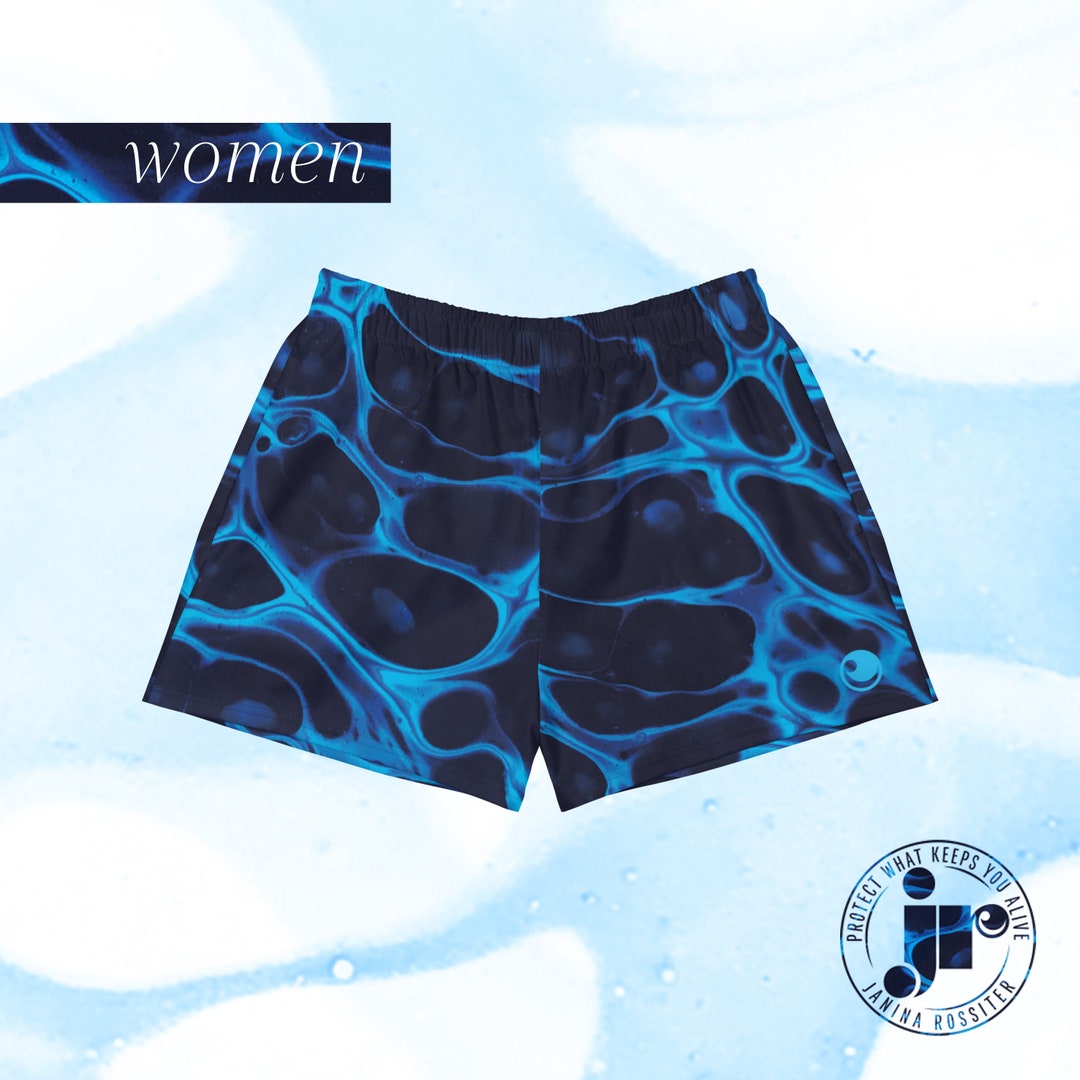 Womens Recycled Athletic Shorts All Over Print Liquid Water Design ...