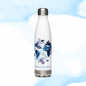 Water bottle - Stainless steel, Double walled, insulated, 500ml (17 oz), BPA free, reusable, recyclable, 6 Hours Hot & Cold, leak-proof cap