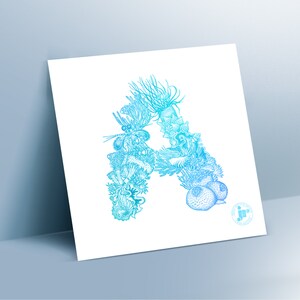 Impresión de Bellas Artes - LETRA A - Planeta Océano, impresión ilustrada, impresión de arte, firmada, arte oceánico, original