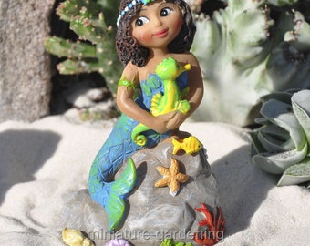 Merriment Beach Themed Fairy Garden Accessories Mermaid Mary Engelbreit Coastal Miniature Garden Accessory Miniature Mermaid Agnes