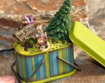 We Believe in Fairies Metal Basket for Miniature Garden, Fairy Garden