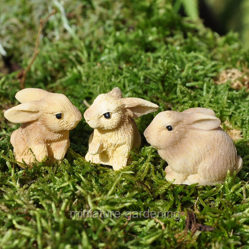 Miniature Fairy Garden Flopsy Rabbits 3 Piece Set
