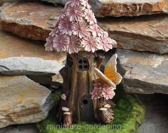 Spring Petals Solar Fairy House for Miniature Garden, Fairy Garden