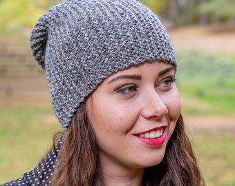 Hand knit beanie hat,women knit hat, handmade slouchy beanie, women's accessories,hand knit women's beanie hat