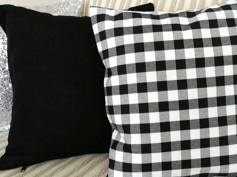 Black and White Gingham Pillow Etsy