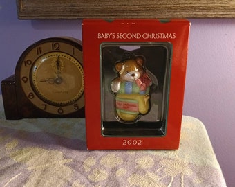 Free Shipping USA American Greetings 2002 Bear in Mitten Baby's Second Christmas, Bear in Mitten Baby's 2nd Christmas, Gift for Birth 2000