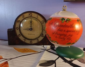 Free Shipping USA Grandma Vintage 1978 Hallmark Satin Ball Christmas Ornament, "Grandmother with Roses a Grandmother has a Special Way Joy"
