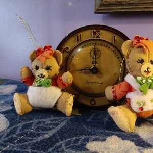 Free Shipping USA Vintage Home Made Felt Teddy Bear Christmas Ornaments, Teddy Bear Family Christmas Ornament, Bear Lover Gift, Unique Bear