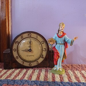 Free Shipping USA Vintage Italy Nativity Vintage Fontanini Wise man Gold Box Nativity Figures Depose Italy Spider Mark, Plastic Wiseman