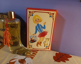 Free Shipping US Vintage Avon Miss Lollipop Cologne in a Glass Boot with Pink Fringe, Original Box, NOS Avon 1960's Miss Lollipop Boot Colog