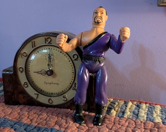 Free Shipping US Vintage 1984 Remco The Secret Of The Ninja Kung Fu Karate Action Figure with Man Bun in Purple Leotard, Purple Ninja Master