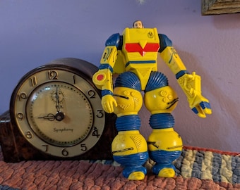 Free Shipping US Inhumanoids Liquidator 6" Tall Toy Action Figure Vintage 1986 Hasbro Yellow and Blue Robot Guy Action Figure from 1980's