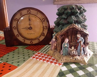 Ensenco Nativity Pillar Candle Holder, Mary, Joseph, Sheep, Camel, Vintage Nativity Scene, Unique Nativity Candle, Christmas Decor Candle
