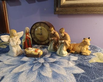 Free Shipping USA Nativity 6 Piece, Simple Nativity With Cow, Replacement Nativity Figures Angel, Mary, Wisemen Cow Bull Baby Jesus Nativity