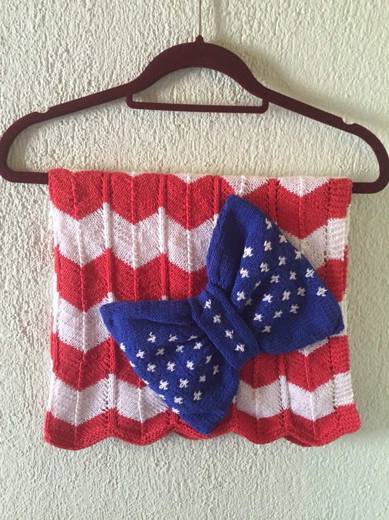 Knitted USA Flag Blanket Red Blue White Very Soft Cotton Baby Etsy
