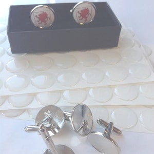 100 Blanko Manschettenknöpfe mit 18mm runden klaren Kuppeln - Trade Prices - Make 100 Paar - UK Supplier - Manschettenknöpfe Bastelset - DIY Hochzeit Manschettenknöpfe