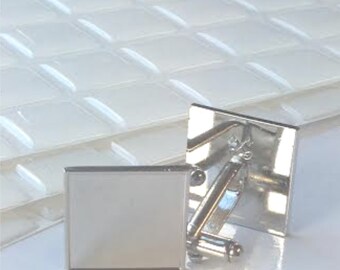 10 Blank Cufflinks with 18mm square clear domes - Trade Prices - Make 10 Pairs - UK Supplier - Cufflink Craft Kit - DIY Wedding Cufflinks
