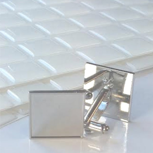 10 Blank Cufflinks with 18mm square clear domes - Trade Prices - Make 10 Pairs - UK Supplier - Cufflink Craft Kit - DIY Wedding Cufflinks