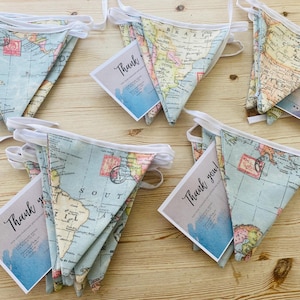 World Map Bunting, Map bunting, Cotton Atlas Bunting Flags and matching items image 3