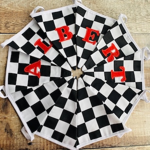 Racing Car Bunting, Checkered Flag Banner, Boy's Room Decor, Hotwheels room decor image 7