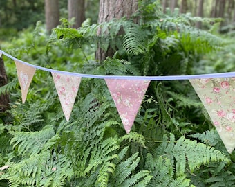 Wedding Floral Hessian,  Bunting, Rustic Shabby Chic Bunting