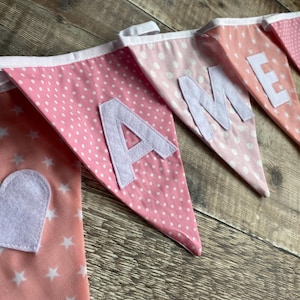 Personalised Name Bunting, Custom Baby Bunting, Nursery decor, Pink bunting, Bunting with name, Baby Shower Decor