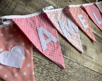 Personalised Name Bunting, Custom Baby Bunting, Nursery decor, Pink bunting, Bunting with name, Baby Shower Decor