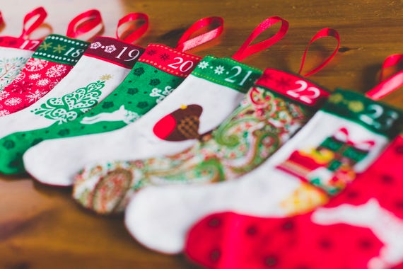 Ready to ship.Advent calender, Advent calendar, Scandi- style advent calendar, stockings, christmas stockings, christmas decoration