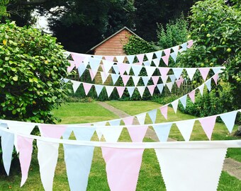 Wedding Bunting, Pastel wedding bunting, White, pink and blue bunting, Banner for Party Decor