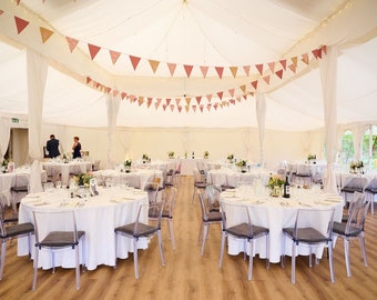 Rustic Wedding Bunting: Floral Hessian Burlap Banner, Double Sided