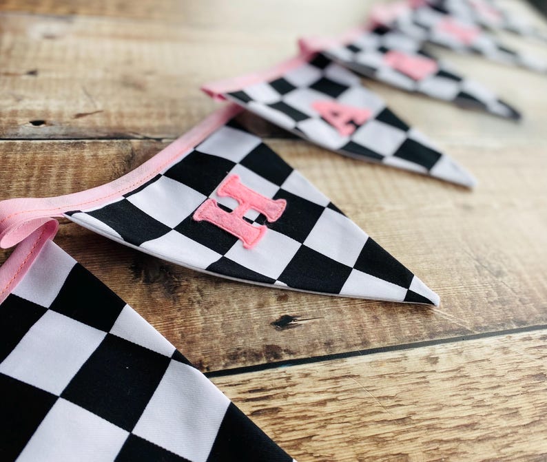 Racing Car Bunting, Checkered Flag Banner, Boy's Room Decor, Hotwheels room decor image 20