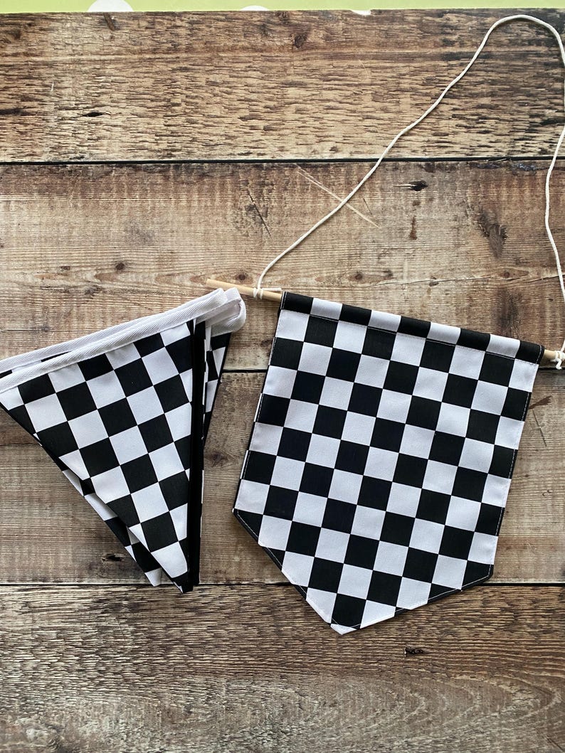 Racing Car Bunting, Checkered Flag Banner, Boy's Room Decor, Hotwheels room decor image 18
