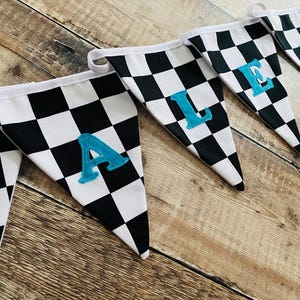 Racing Car Bunting, Checkered Flag Banner, Boy's Room Decor, Hotwheels room decor image 11