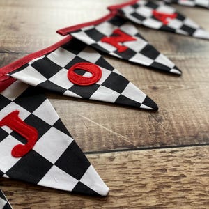 Racing Car Bunting, Checkered Flag Banner, Boy's Room Decor, Hotwheels room decor image 4