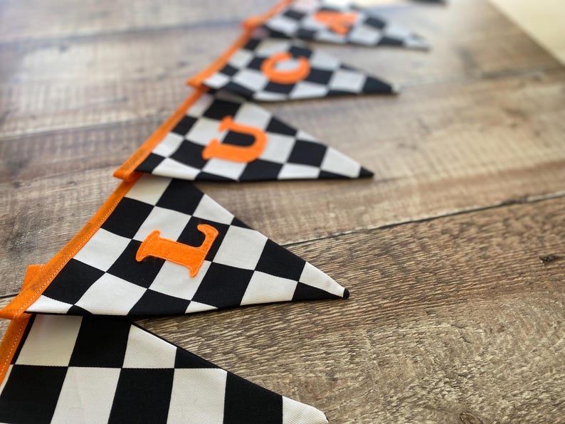 Racing Car Bunting, Checkered Flag Banner, Boy's Room Decor, Hotwheels room decor image 13