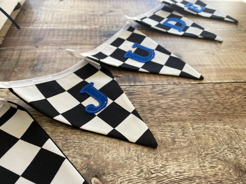 Racing Car Bunting, Checkered Flag Banner, Boy's Room Decor, Hotwheels room decor image 12