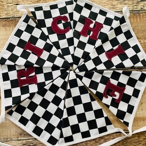 Racing Car Bunting, Checkered Flag Banner, Boy's Room Decor, Hotwheels room decor image 2
