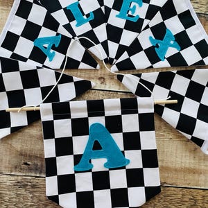 Racing Car Bunting, Checkered Flag Banner, Boy's Room Decor, Hotwheels room decor image 10