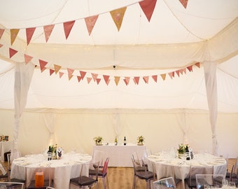 Hessian Floral Wedding Bunting, Rustic Vintage Party Decor