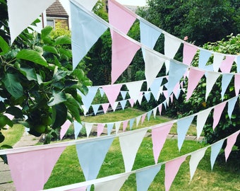 Wedding Bunting, Pastel colours wedding bunting, Long bunting, choose your own colours bunting,Pink, Blue & White Fabric Bunting, Wedding