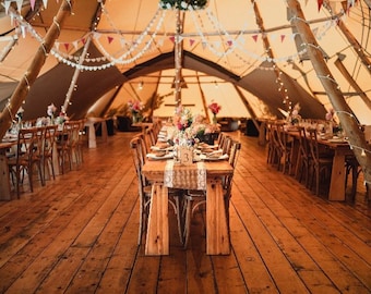 Rustic Hessian Wedding Bunting: Floral Fabric, Shabby Chic Banner