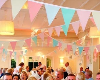 Wedding Bunting, Pastel colours wedding bunting, Long bunting, choose your own colours bunting, Long Garden Party Flags