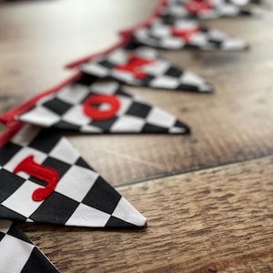 Racing Car Bunting, Checkered Flag Banner, Boy's Room Decor, Hotwheels room decor image 5